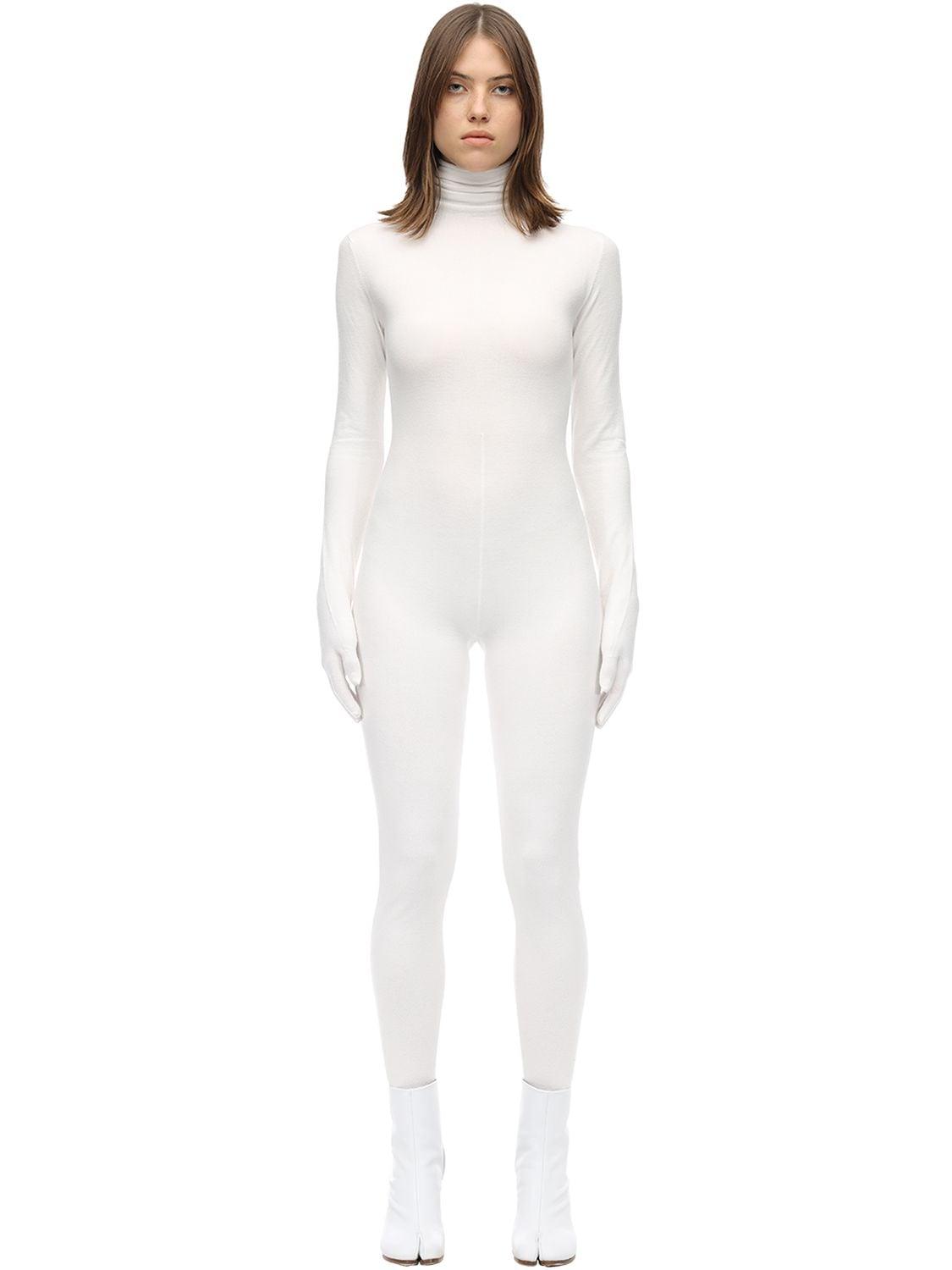 MM6 by Maison Martin Margiela Viscose Blend Jumpsuit W/ Gloves in White |  Lyst
