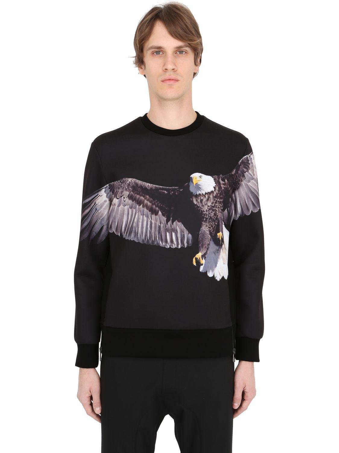 Neil Barrett Eagle Printed Neoprene Sweatshirt in Black for Men - Lyst