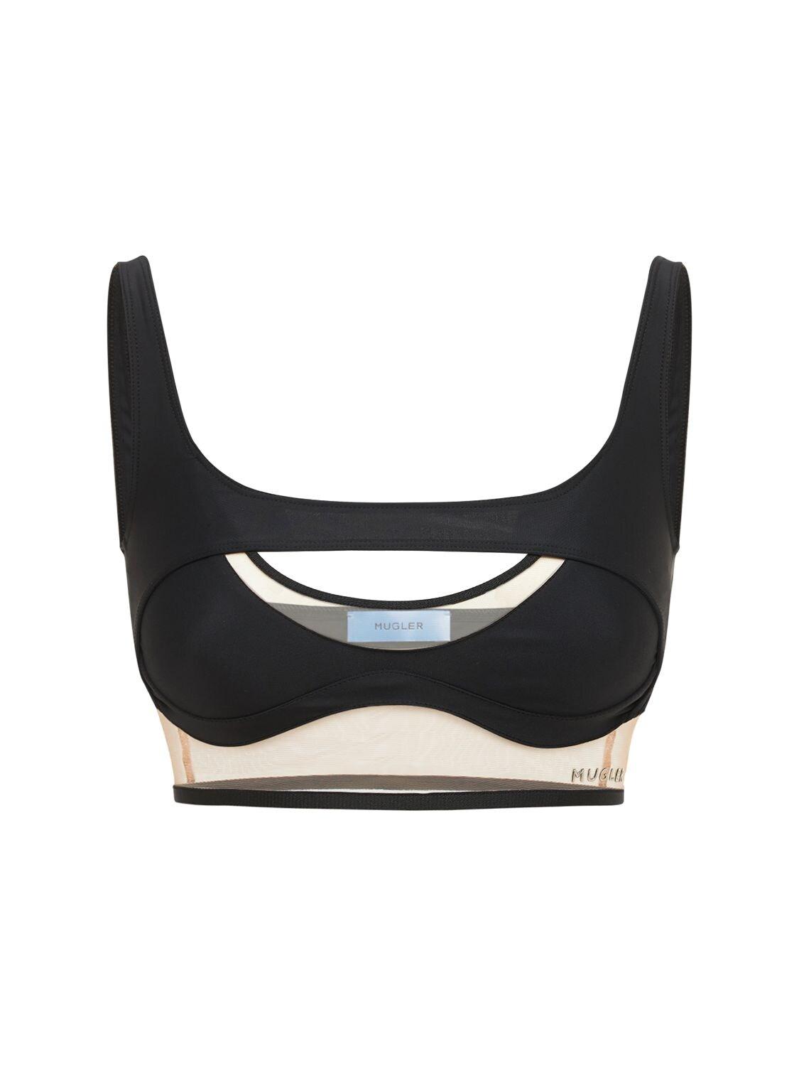 Mugler Eco Lycra Sports Bra in Blue Lyst