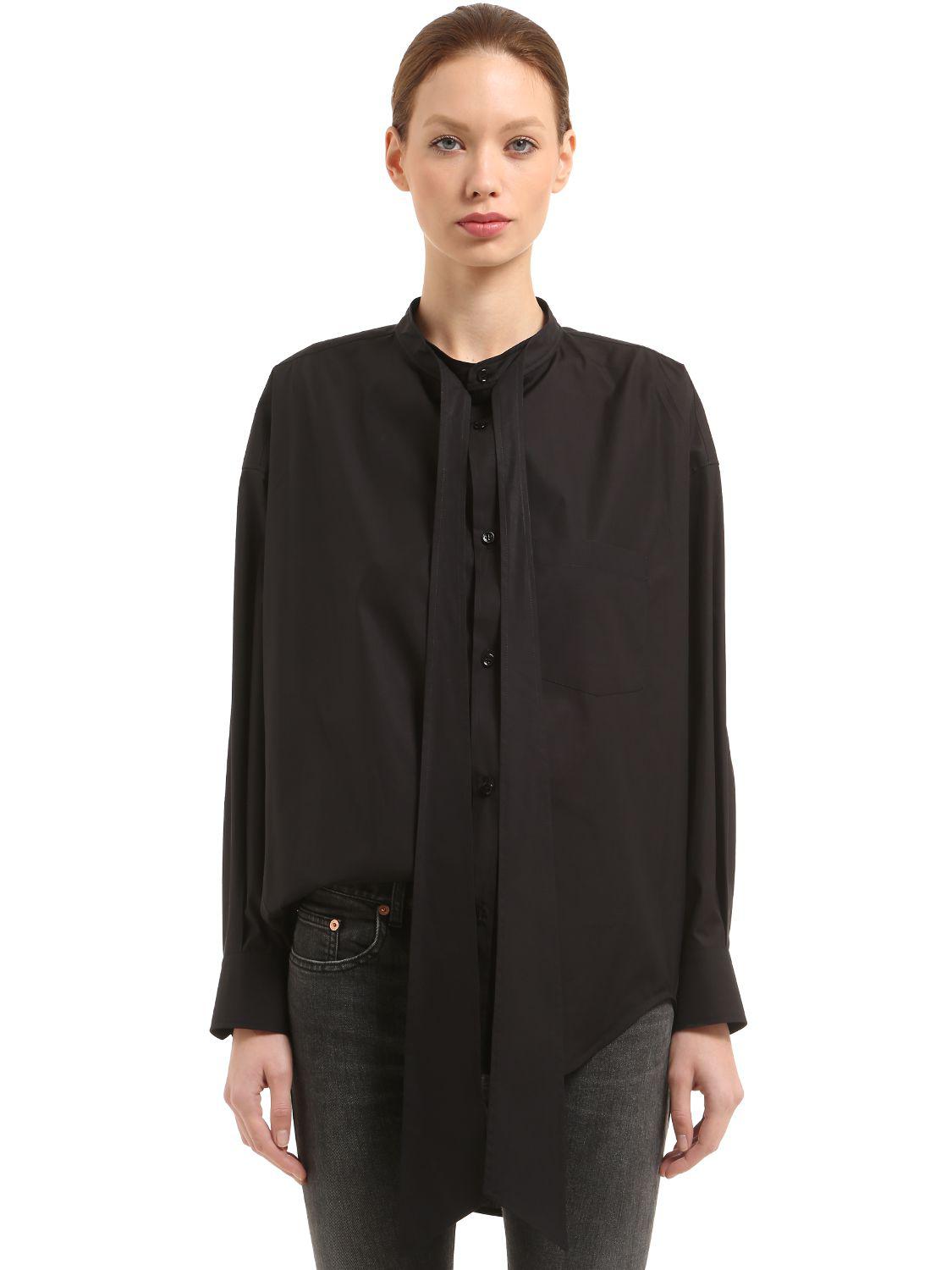Balenciaga New Swing Logo Cotton Poplin Shirt in Black | Lyst