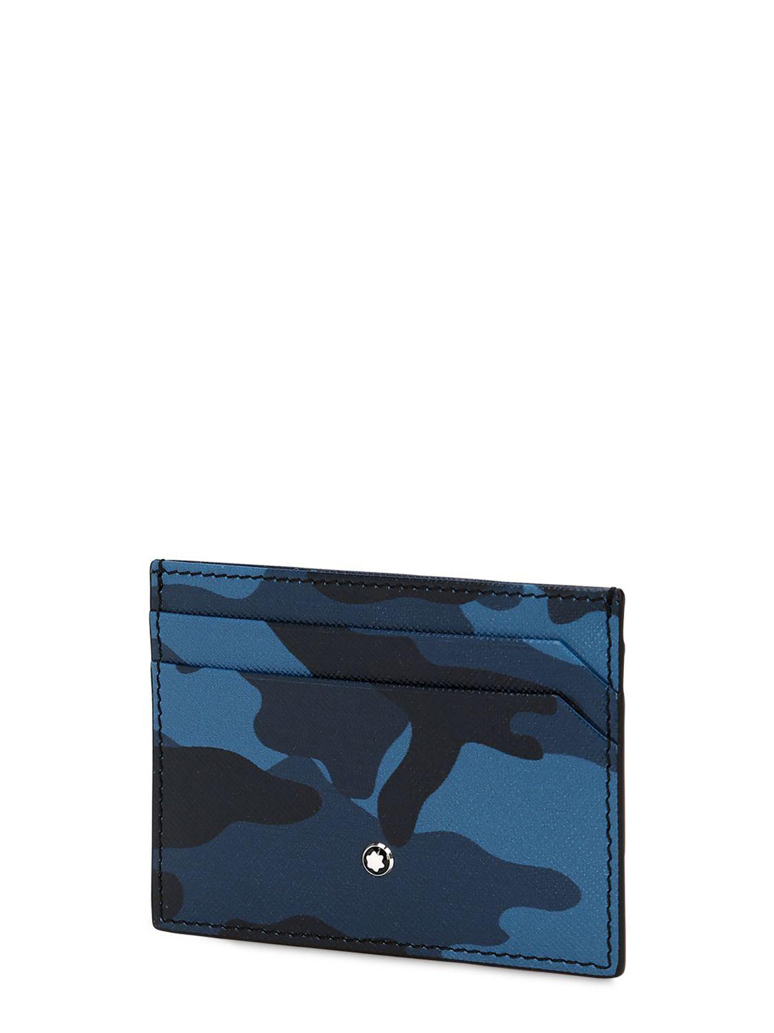 Montblanc Camouflage Leather Card Holder in Blue Camo (Blue) for Men | Lyst