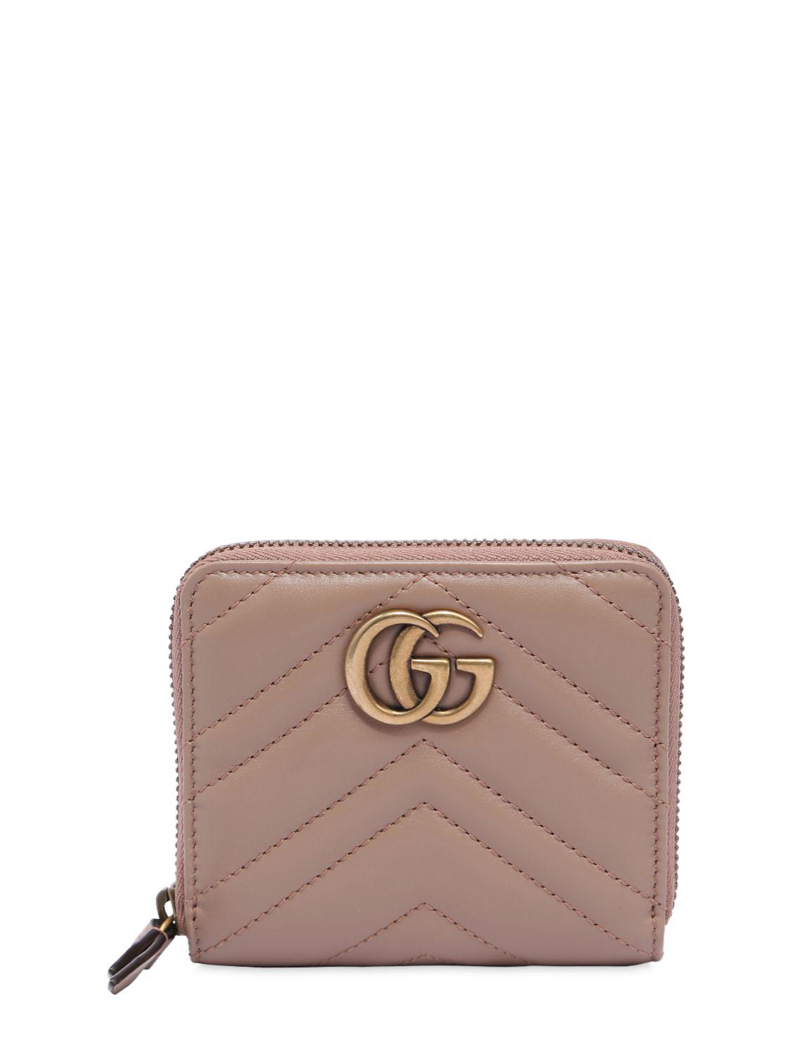 Gg Marmont 2.0 Leather Zip Wallet 