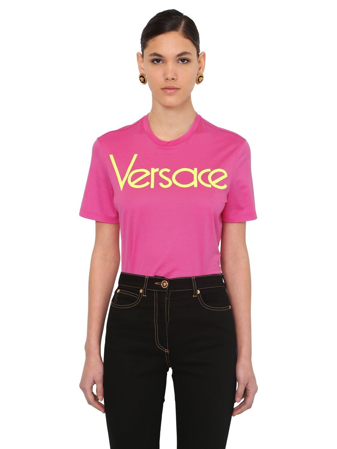 Versace Fuchsia Cotton T-shirt in Pink - Save 65% - Lyst