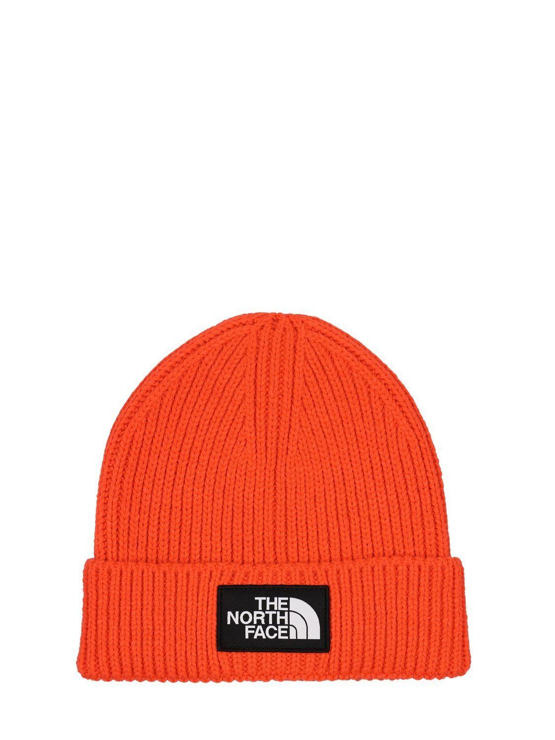 The North Face Logo Acrylic Blend Knit Beanie in Red | Lyst