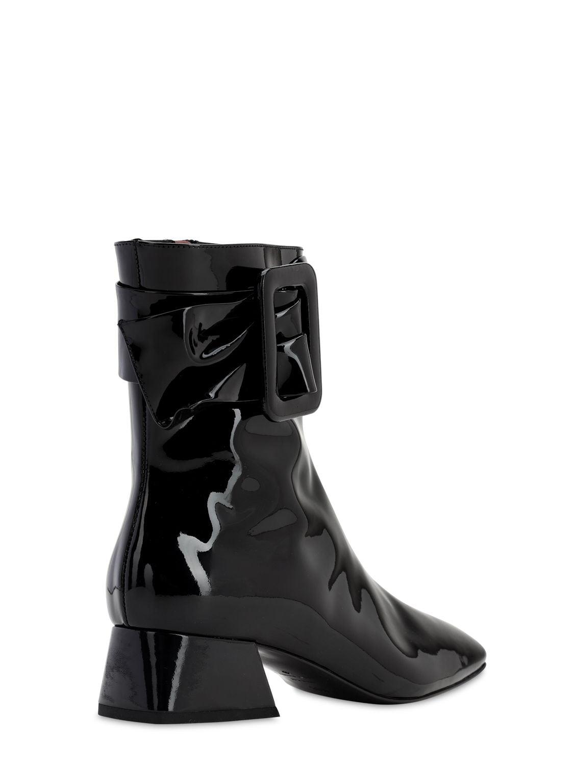Les Petits Joueurs 40mm Patent Leather Ankle Boots in Black - Lyst