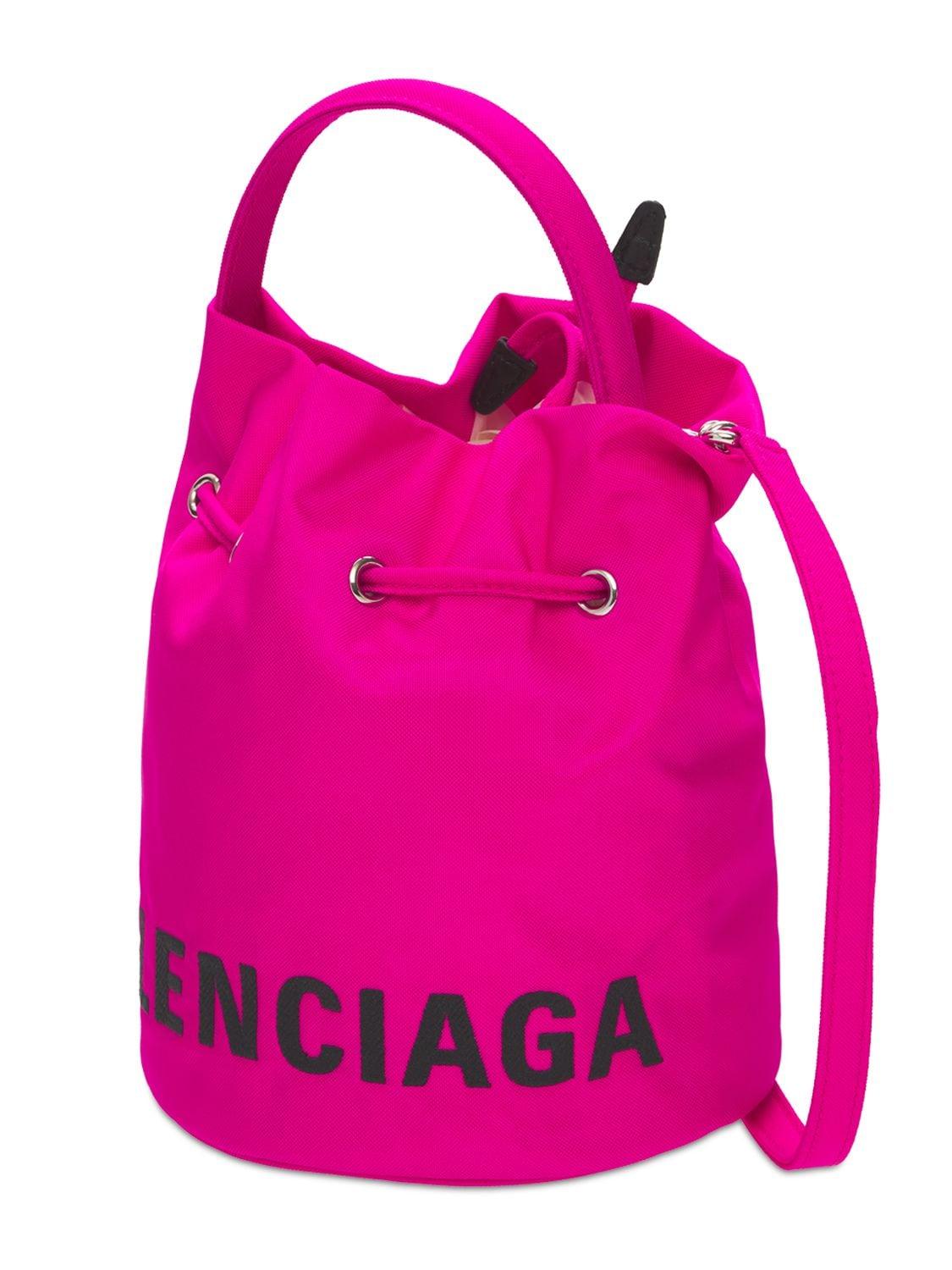 Balenciaga Synthetic Xs Wheel Logo Print Nylon Bucket Bag in 