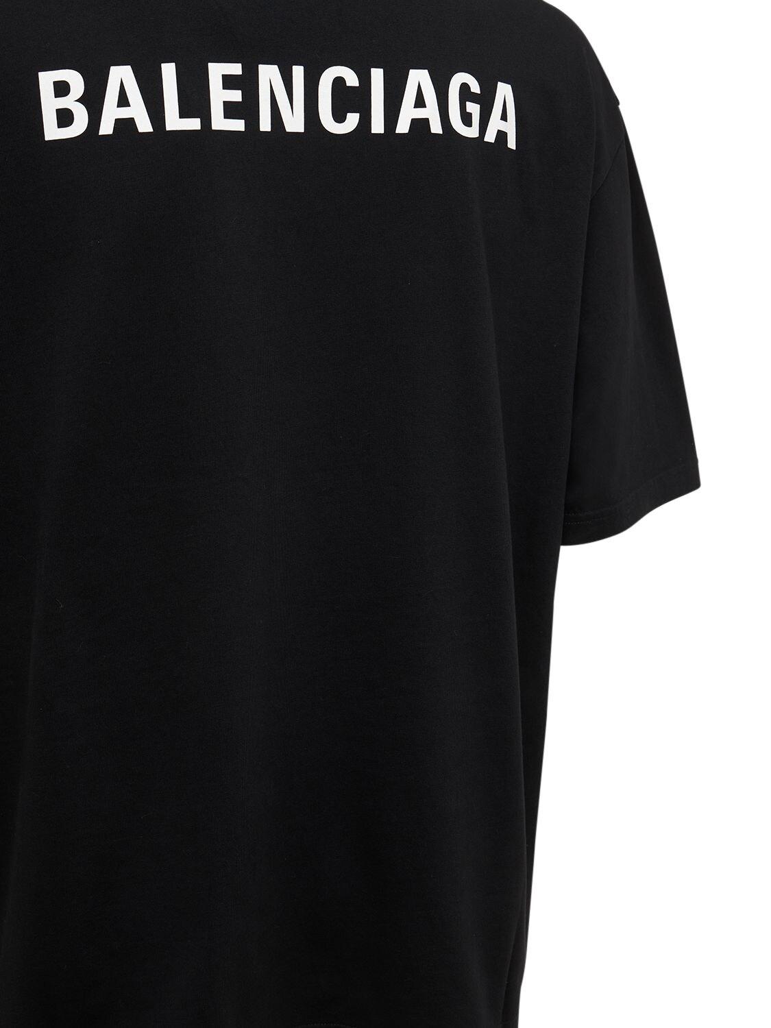 Balenciaga Logo Printed Cotton Jersey T-shirt in Black for Men | Lyst