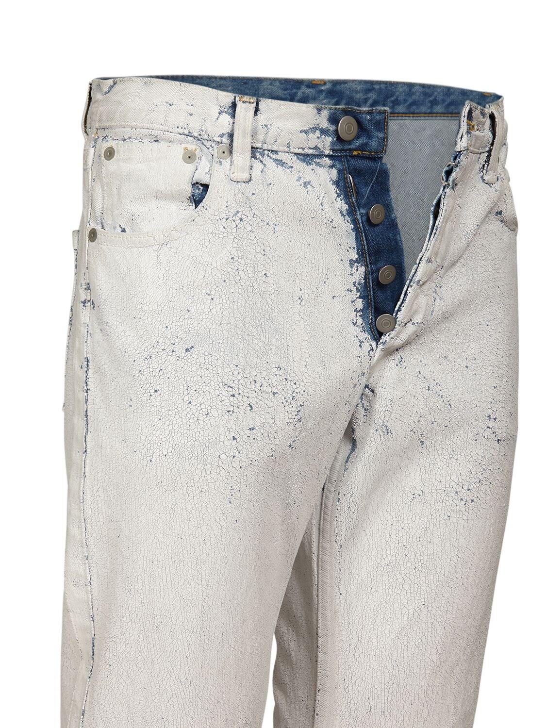 Maison Margiela Cracked Paint Cotton Denim Jeans in White for Men | Lyst UK