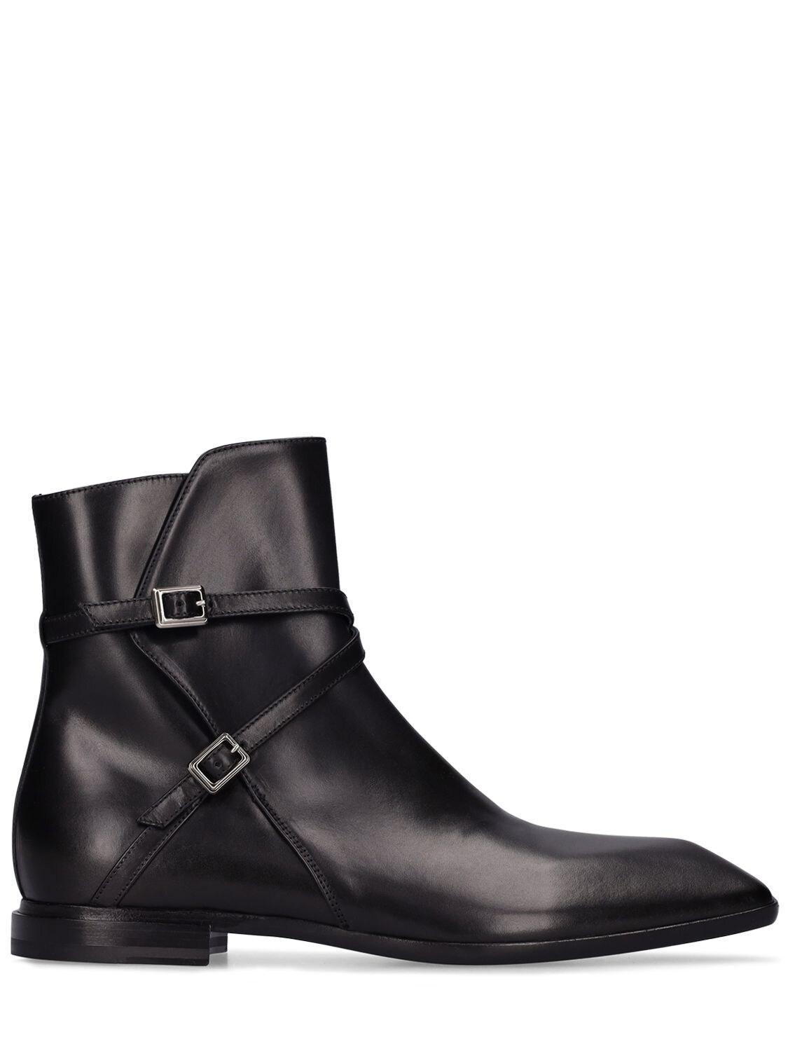 Cesare Paciotti Buckled Leather Ankle Boots in Black for Men | Lyst