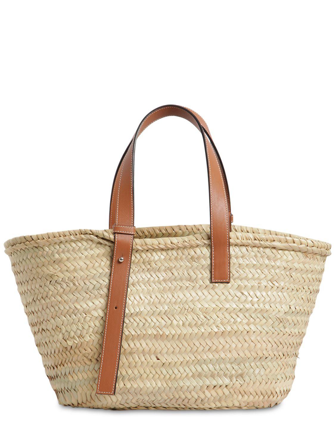 Loewe Leather Womens Natural/tan Open Raffia Basket Bag in Brown 