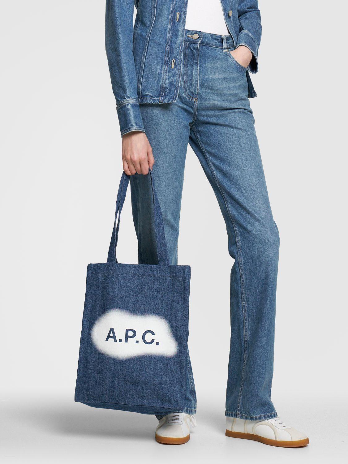 A.P.C. Lou Washed Denim Tote Bag in Blue | Lyst