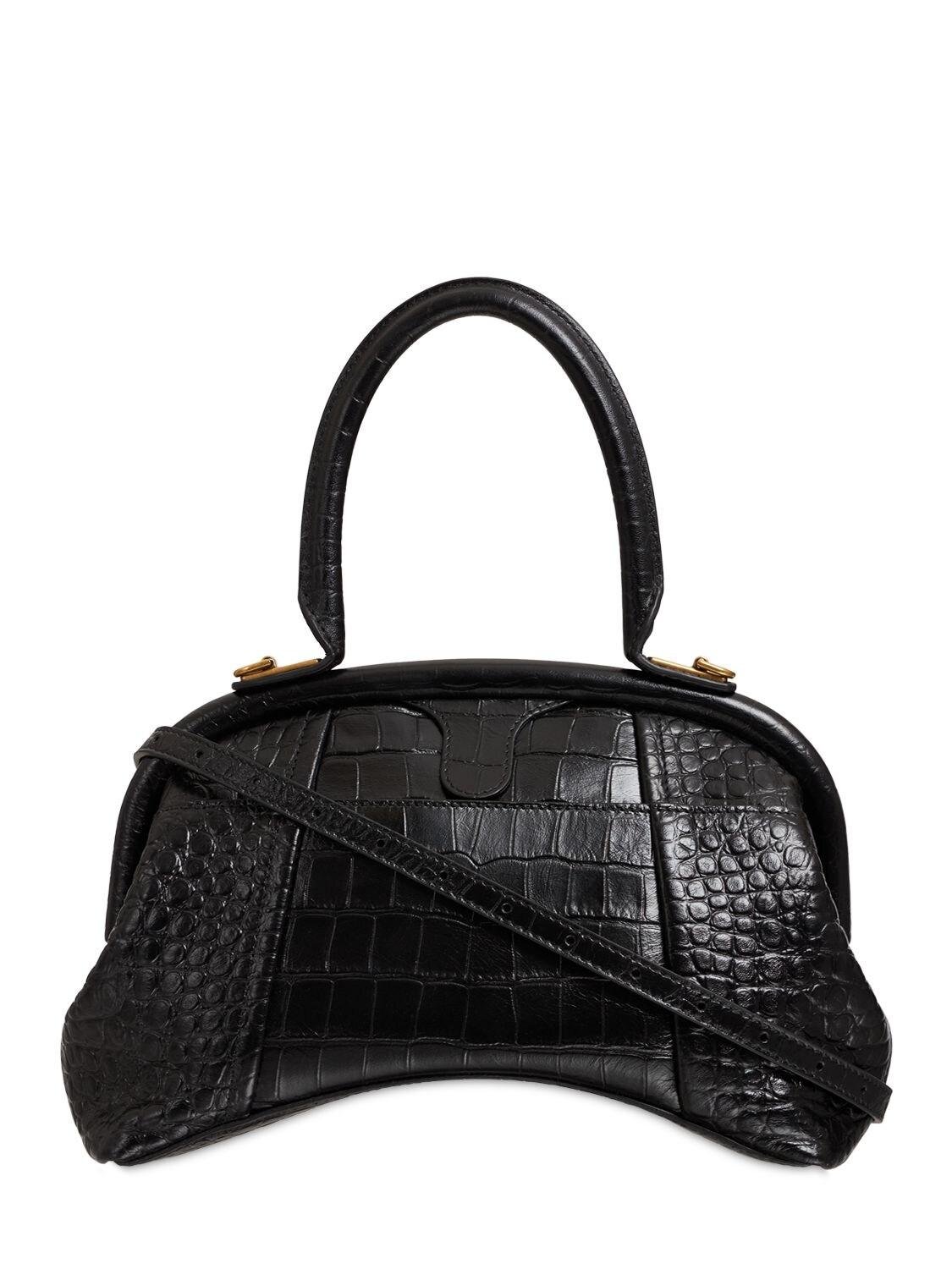 Balenciaga Small Editor Embossed Leather Bag in Black | Lyst