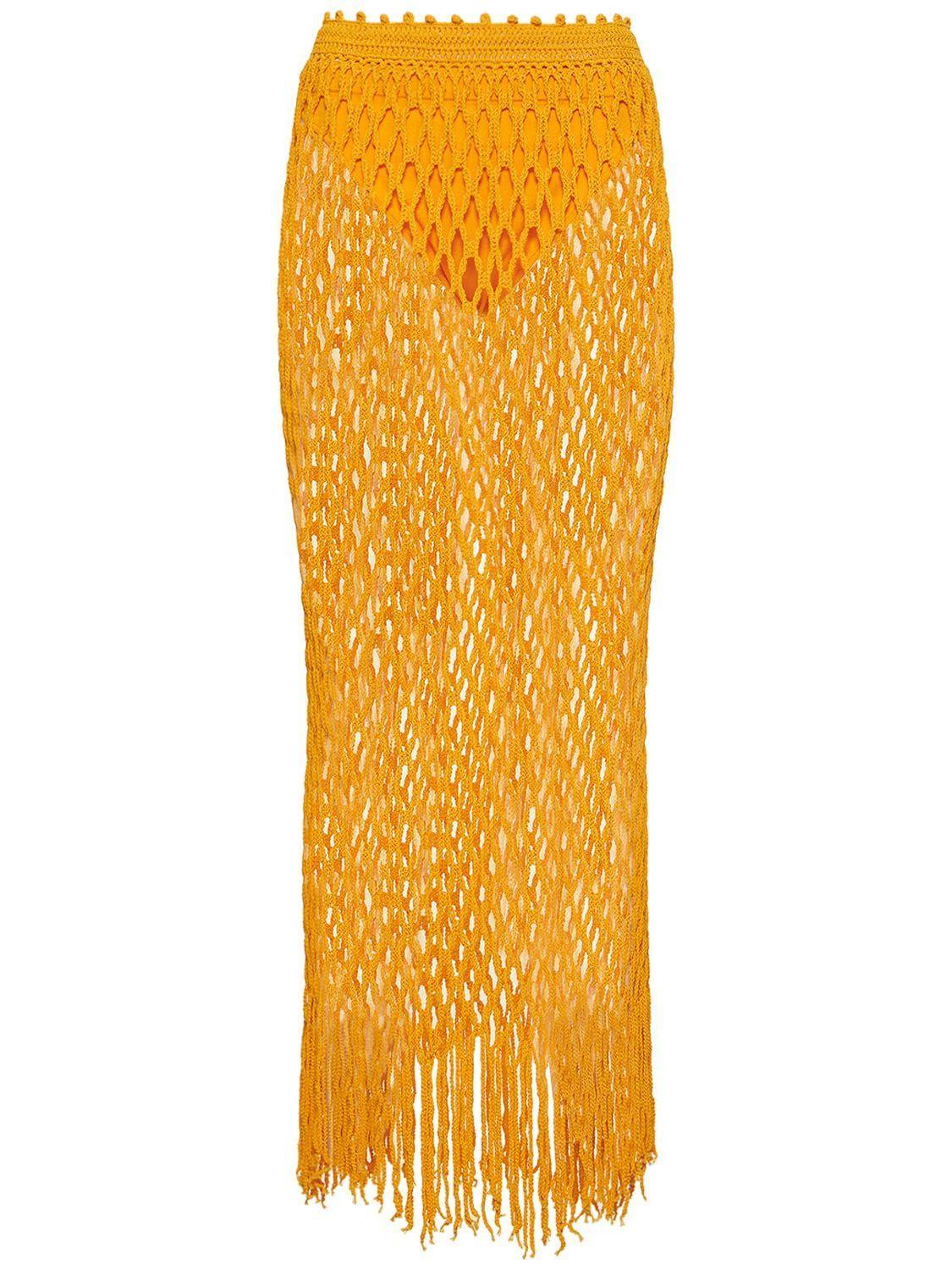 Dion Lee Net Crochet Midi Skirt in Metallic Lyst