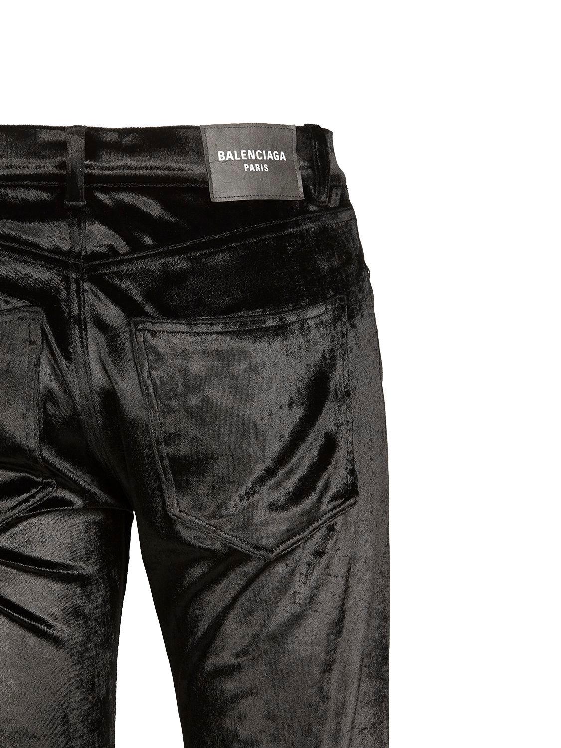Balenciaga 5 Pocket Stretch Velvet Pants in Gray for Men | Lyst