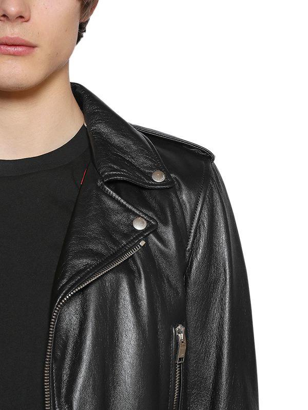 Saint Laurent Blood Luster Leather Biker Jacket in Black for Men - Lyst