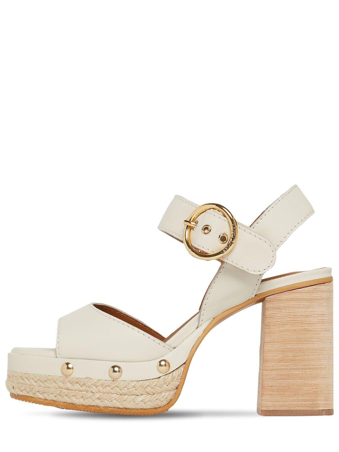 See By Chloé 105mm Viviane Leather Platform Sandals in White Lyst