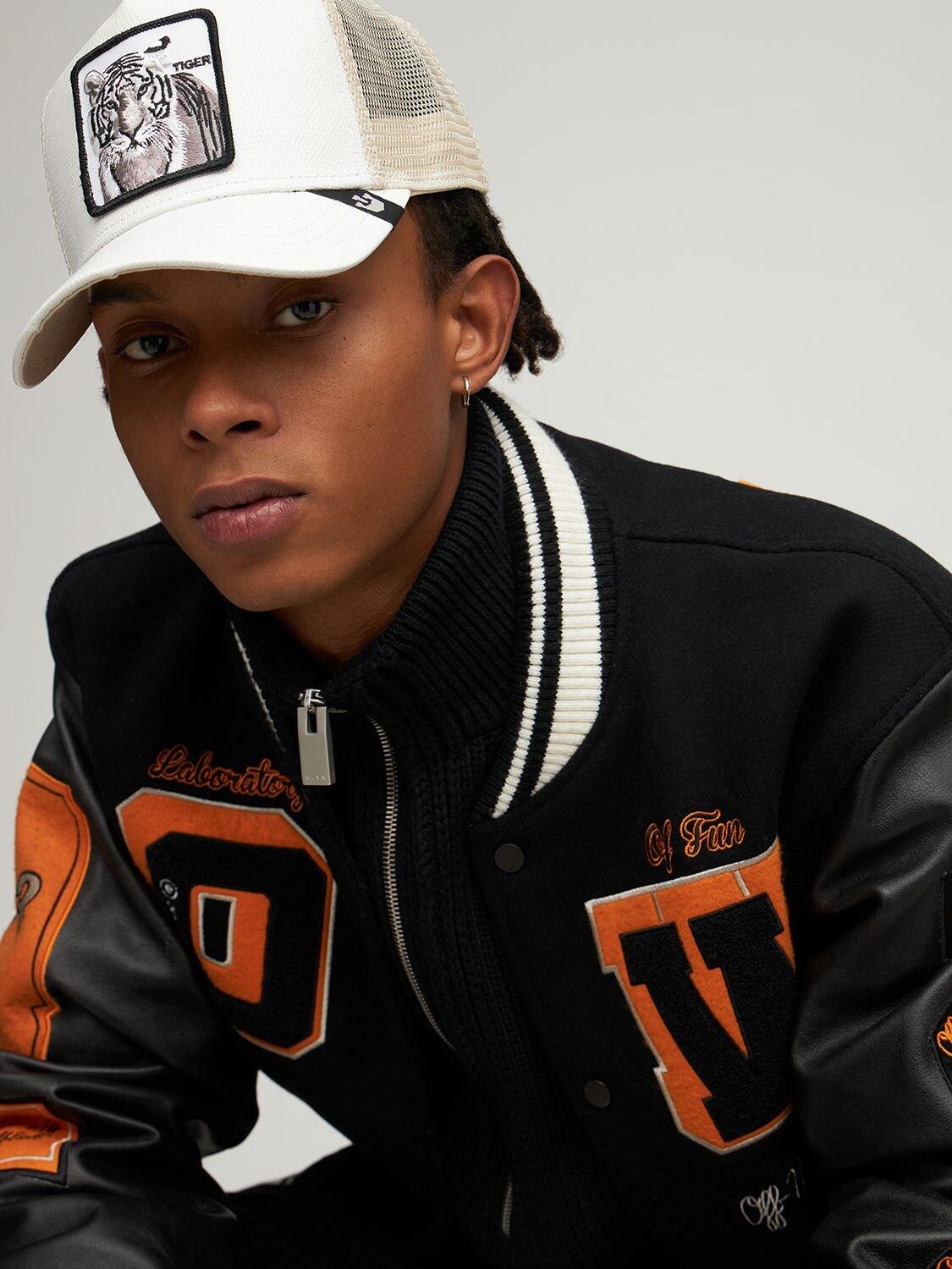 Tiger Patch Faux Leather Baseball Cap 