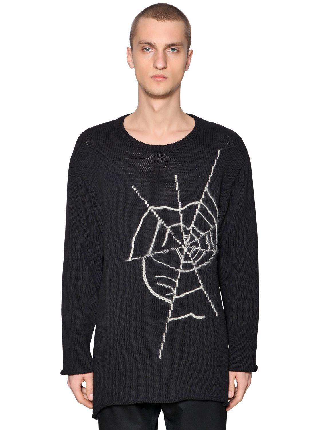 Yohji Yamamoto Spider Web Cotton Knit Sweater in Black for Men Lyst