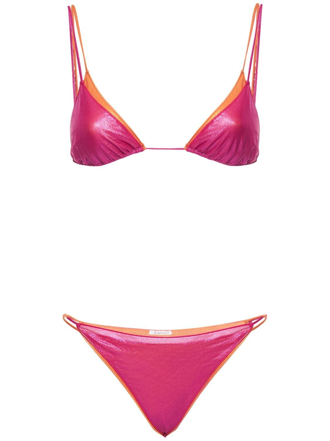 Oséree Lamé Double Triangle Bikini in Fuchsia (Pink) | Lyst Canada