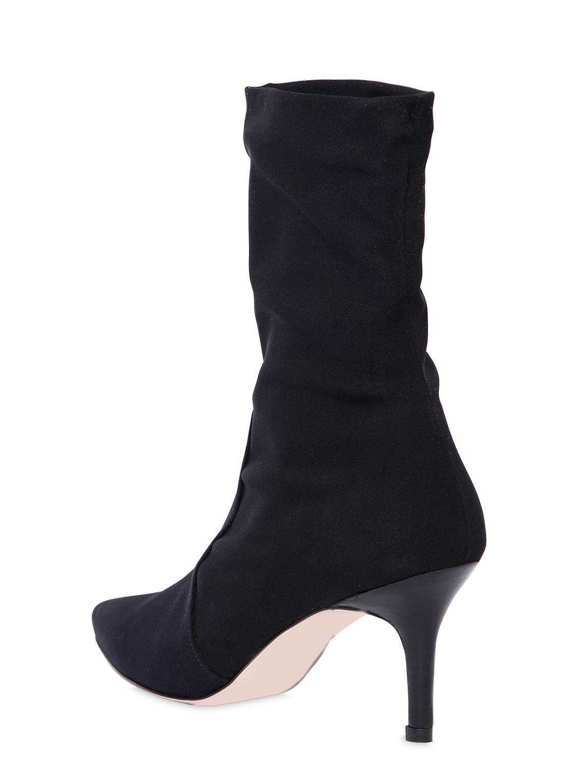 Stuart Weitzman Leather 80mm Axiom Stretch Sock Ankle Boots in Black - Lyst