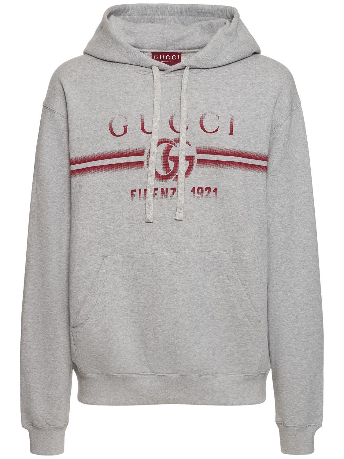 Gucci Hoodie aus Baumwoll Jersey mit Logoprint in Grau fur Herren Lyst DE