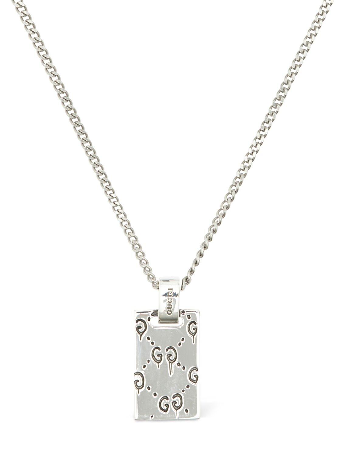 gucci ghost silver long drop pendant necklace