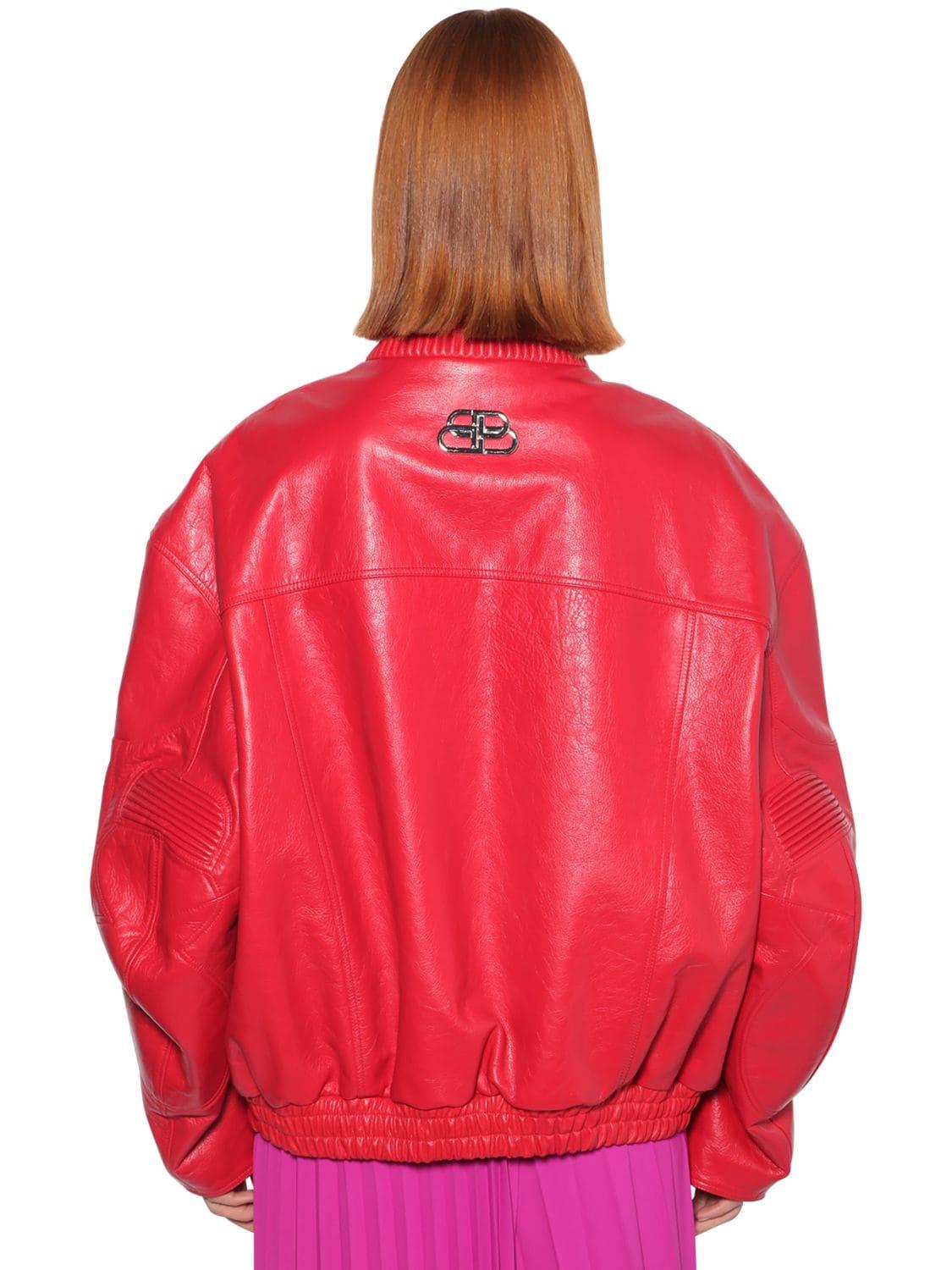 Balenciaga red sales leather jacket