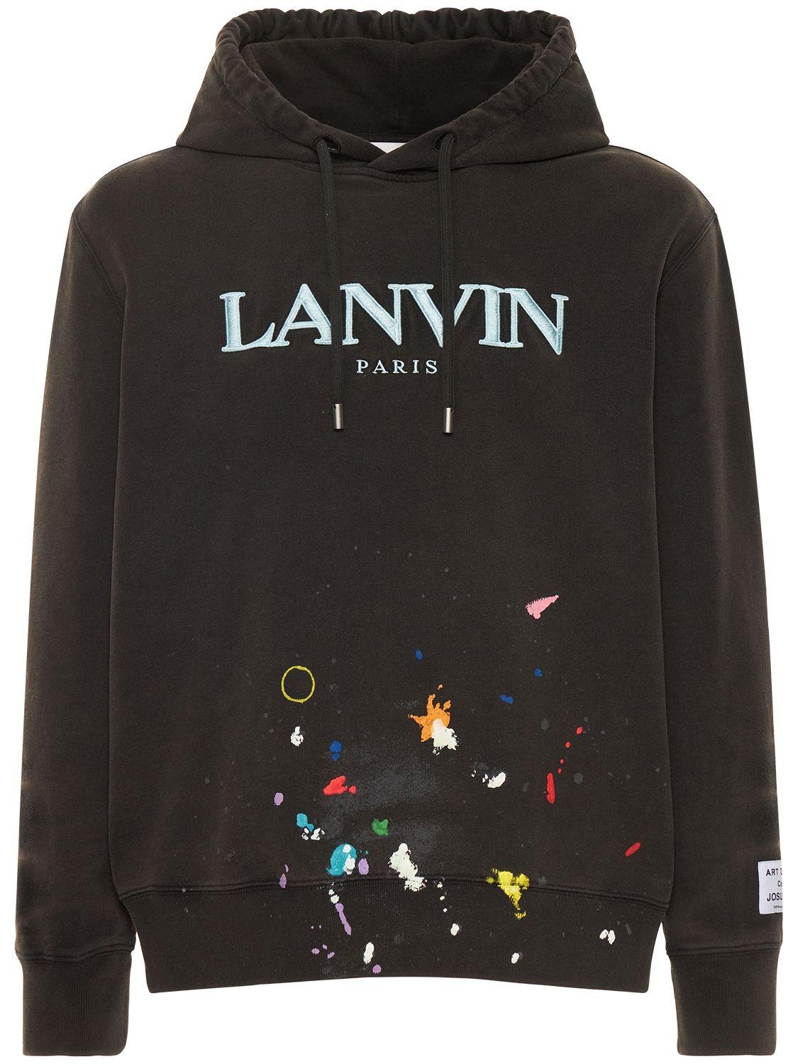 GALLERY DEPT X LANVIN Logo Hand Painted Washed Cotton Hoodie in