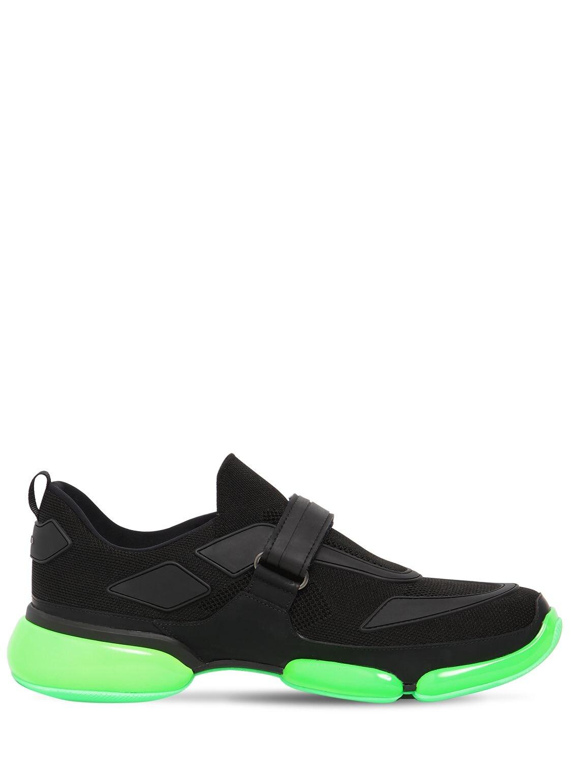 Prada Leather Black And Green Cloudbust Sneakers for Men | Lyst