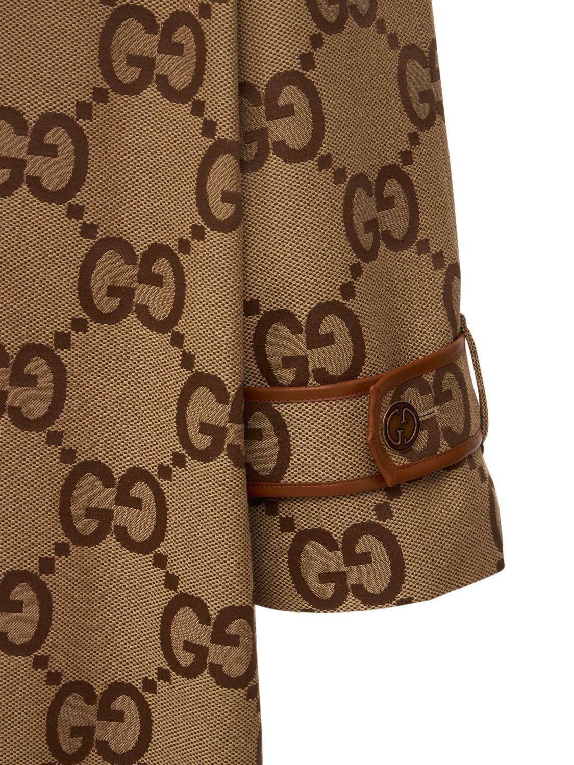 Gucci Canvas Jumbo Logo All Over Trench Coat in Natural