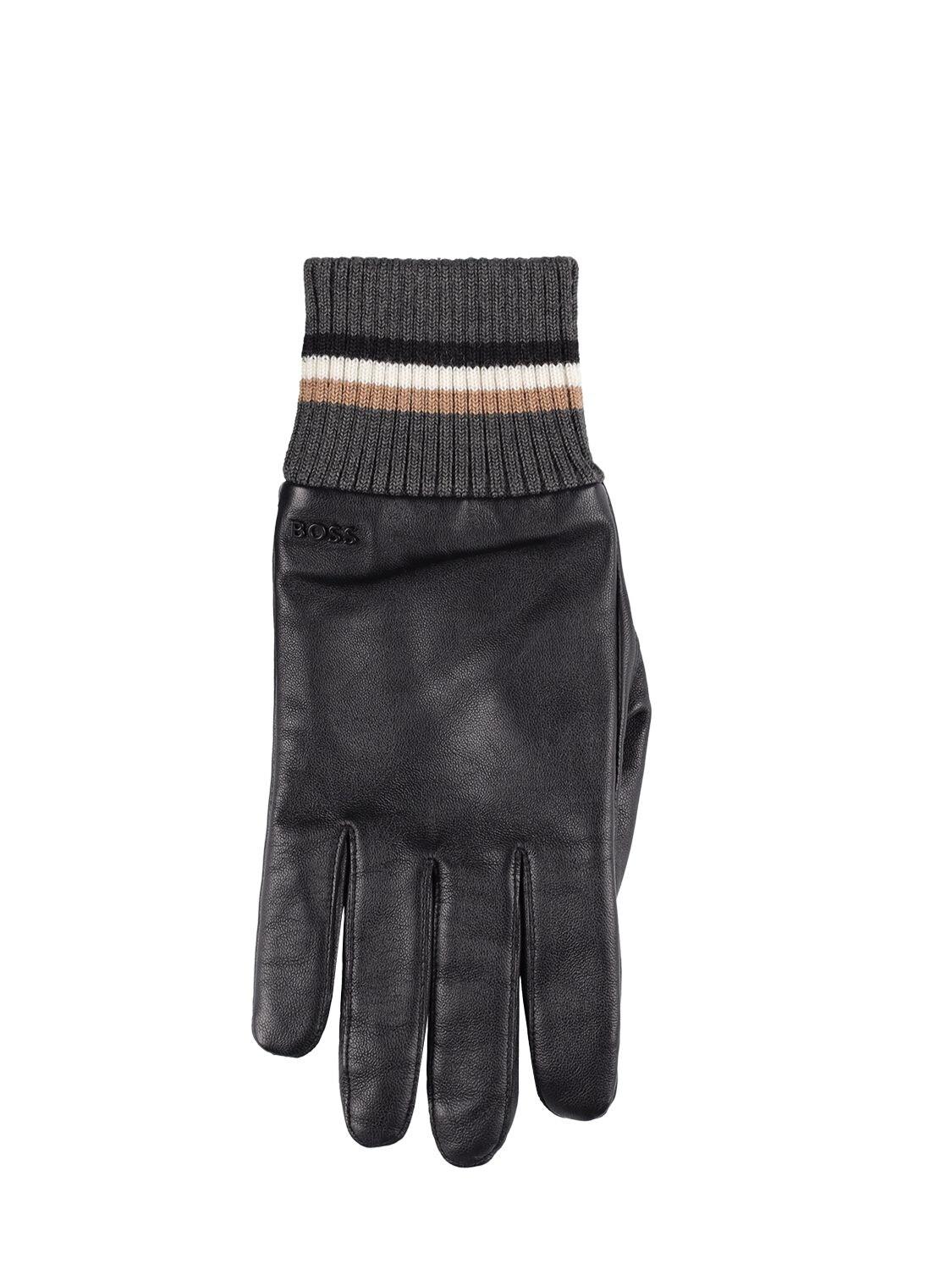 BOSS by HUGO BOSS Hayden Leather Gloves in Black for Men | Lyst