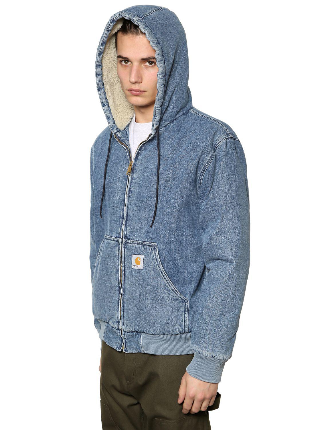 Carhartt Hooded Stone Washed Active Denim Jacket in Blue for Men - Lyst