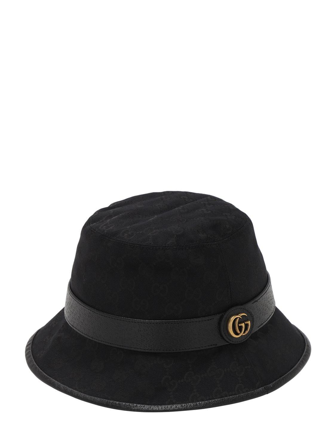 Gucci Gg Cotton Canvas Bucket Hat in Black for Men - Lyst