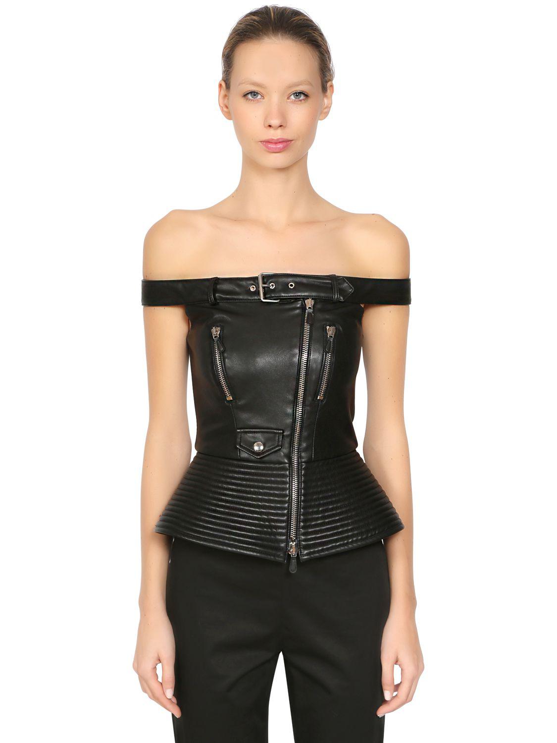 leather off the shoulder top