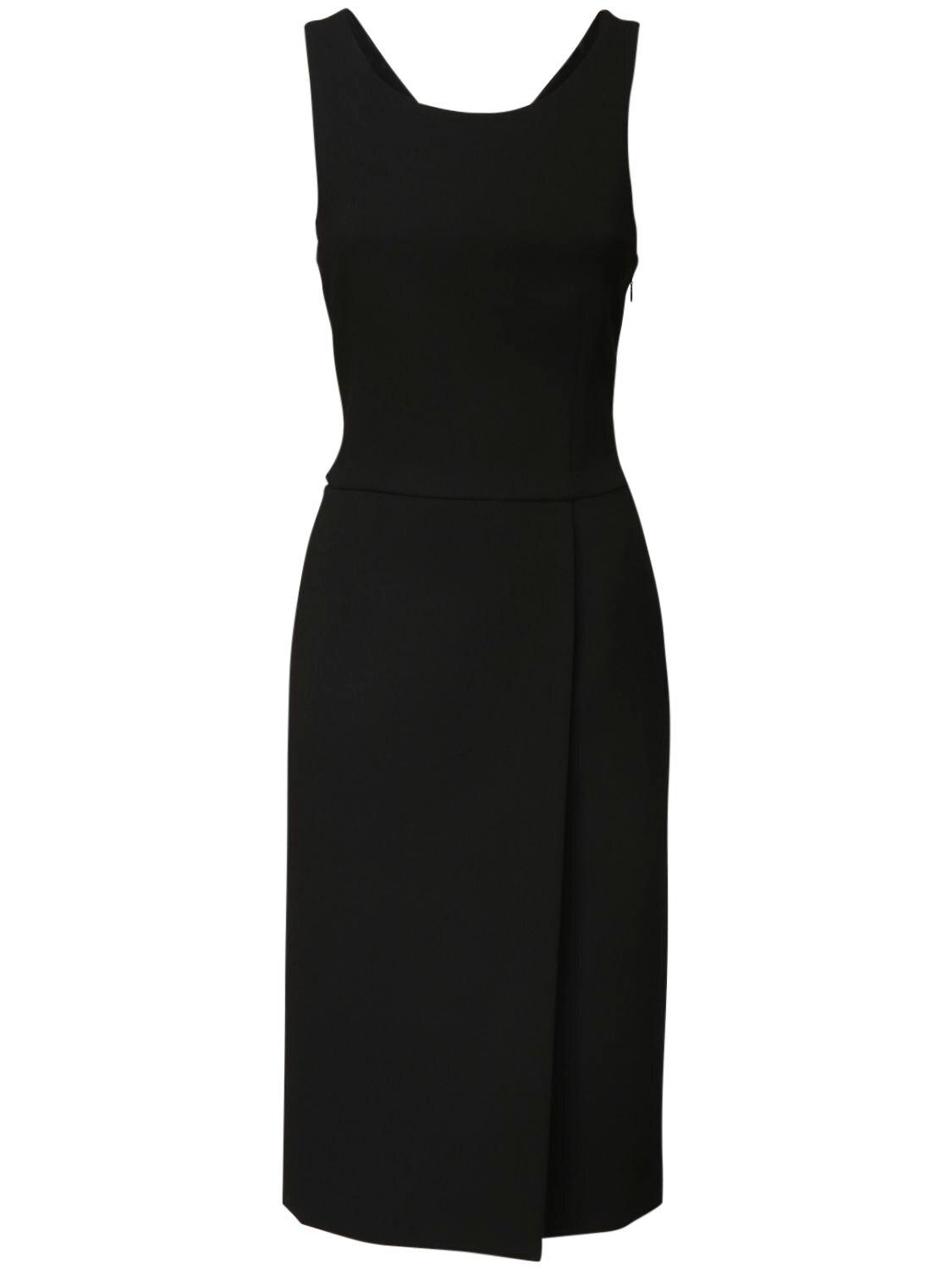 Givenchy Tiffany Wool Crepe Midi Dress in Black - Lyst