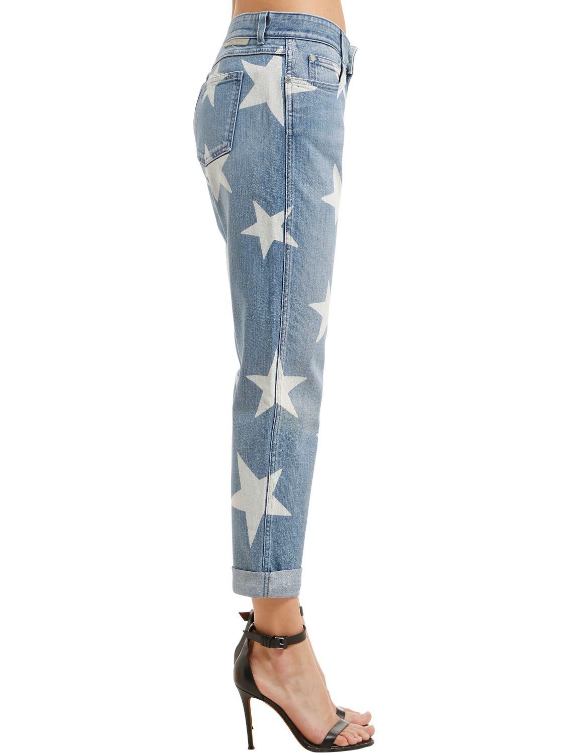 Lyst - Stella Mccartney Skinny Boyfriend Stars Print Denim Jeans in Blue