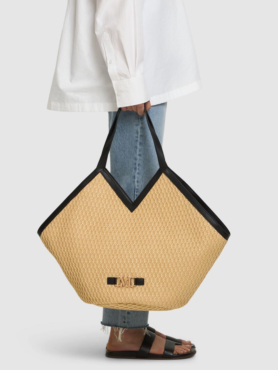 Max Mara ルイージ ラフィア トートバッグ Max Mara Luigi leather-trimmed raffia tote bag Max Mara