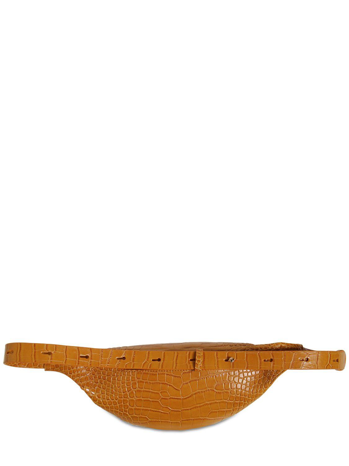 Nanushka Synthetic Lubo Croc Embossed Faux Leather Belt Bag in Tan (Brown) - Lyst