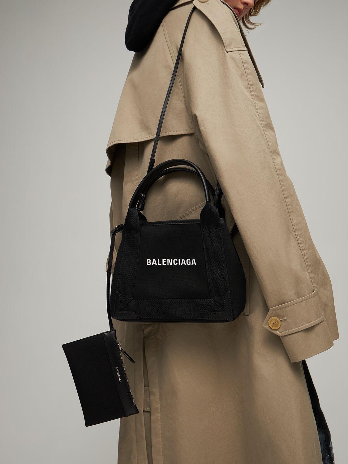 Balenciaga Xs Navy Cabas Canvas Bag in Black | Lyst Canada