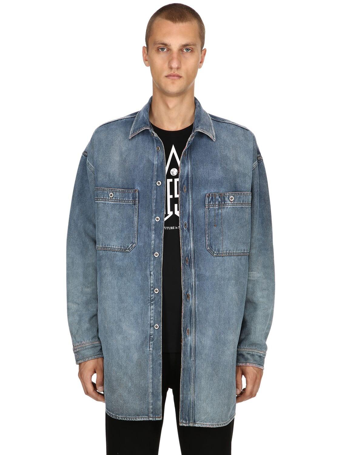 DIESEL Oversized Cotton Denim Shirt Jacket in Blue for Men - Lyst