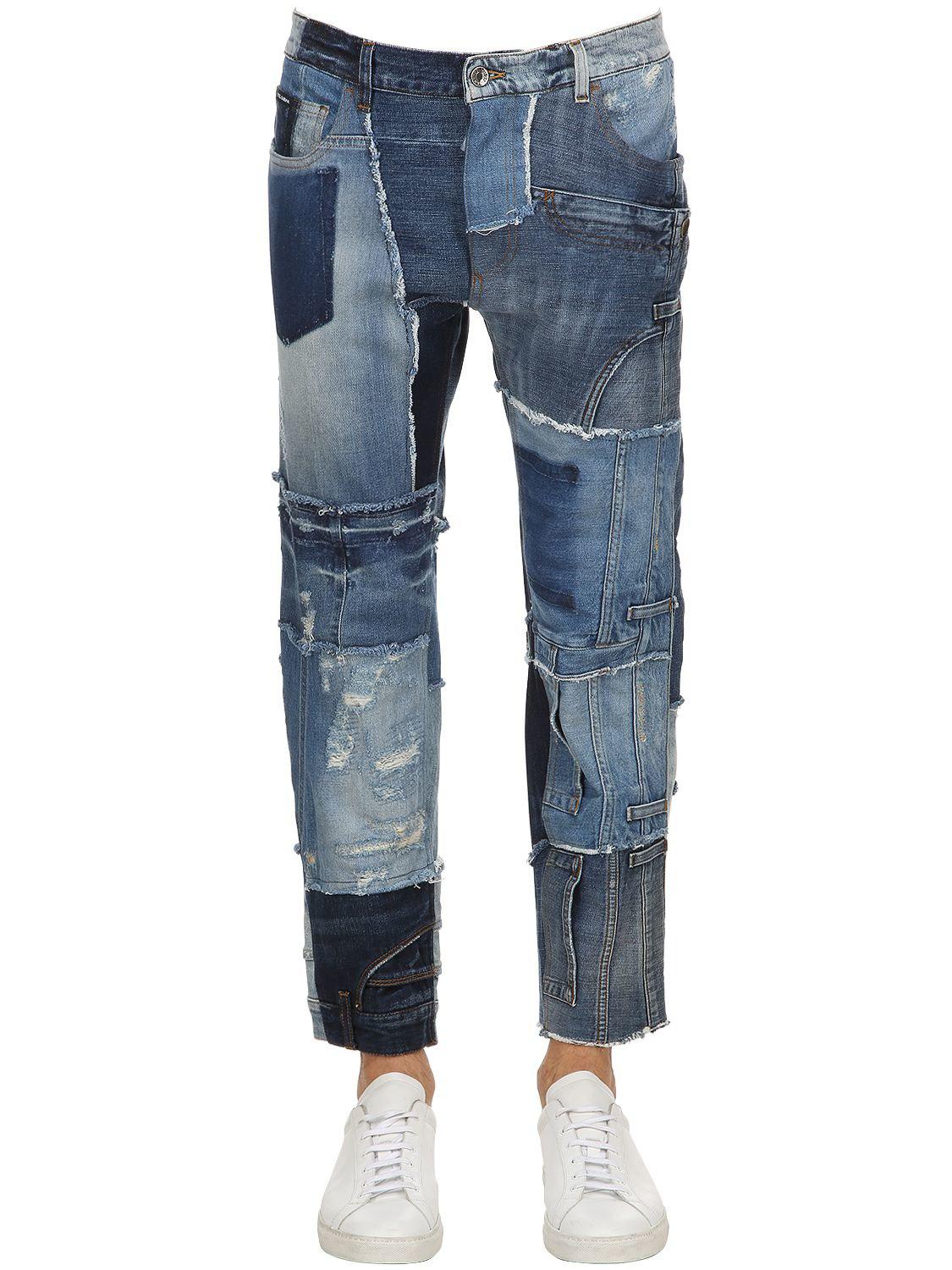Dolce & Gabbana Denim Regular-fit Patchwork Jeans in Blue for Men Mens Clothing Jeans Straight-leg jeans 