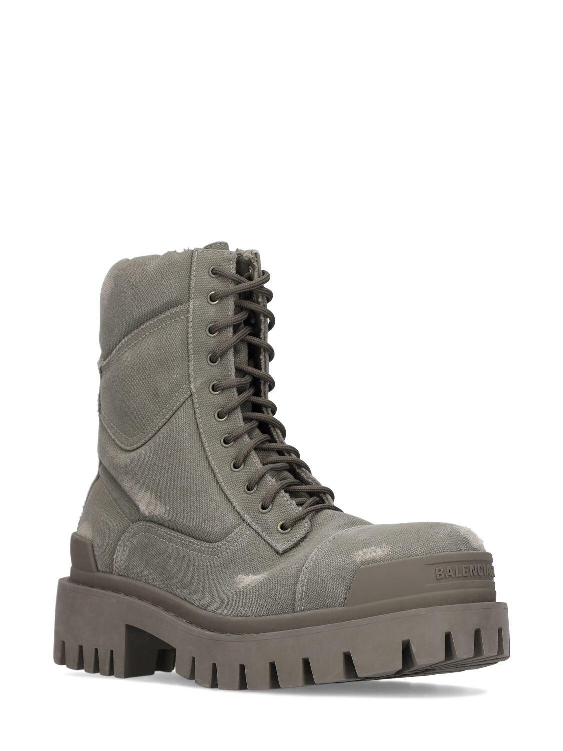 Balenciaga Strike Cotton Canvas Combat Boots in Gray | Lyst