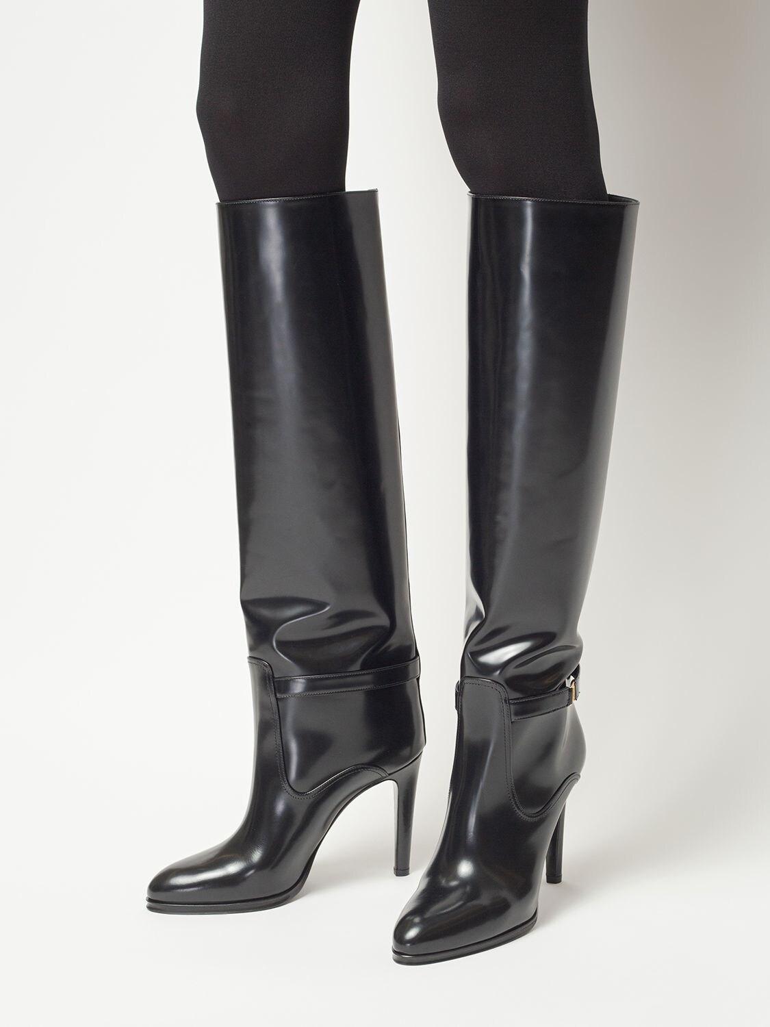 Saint Laurent 110mm Diane Signature Leather Boots in Black | Lyst Australia