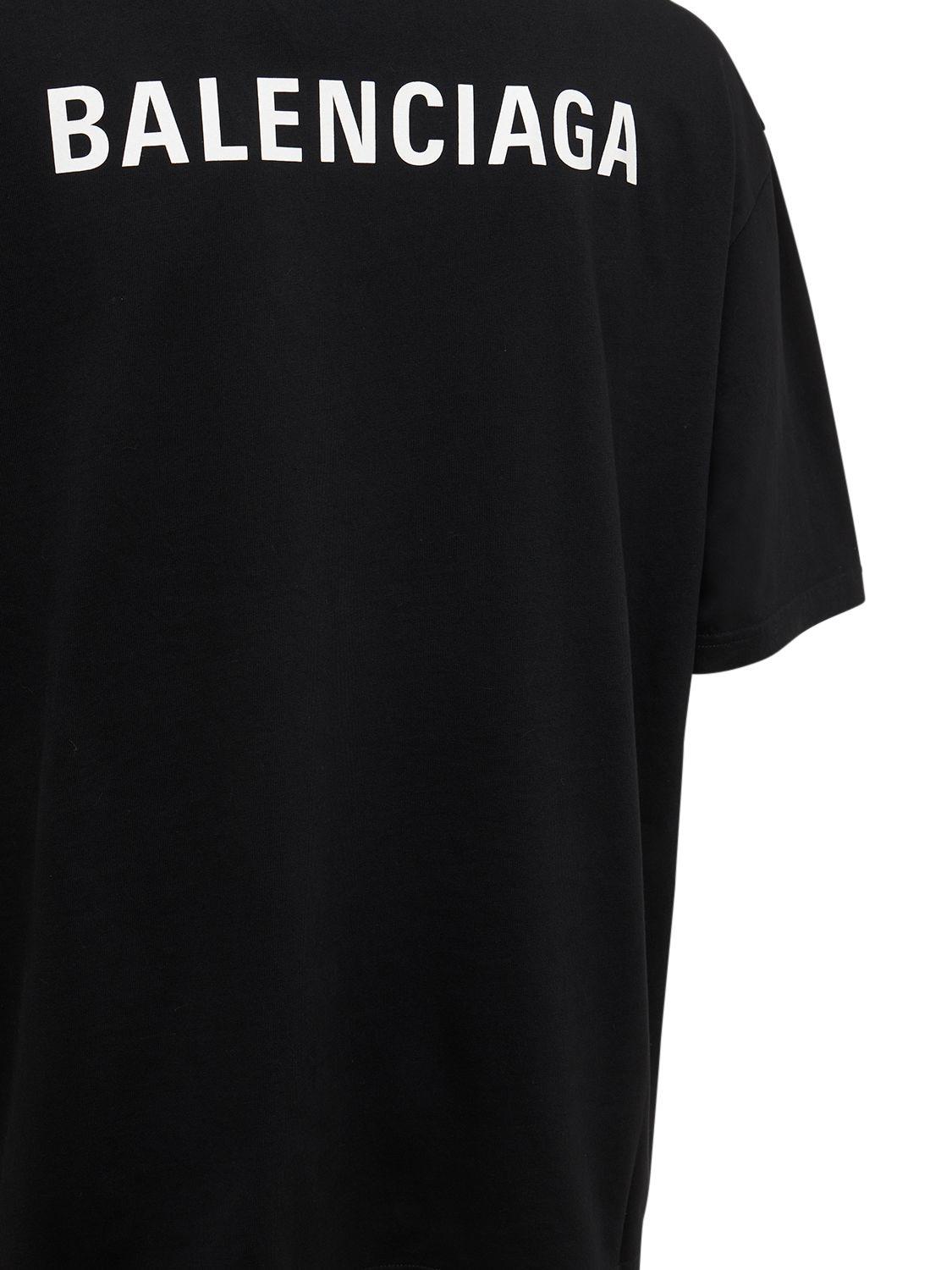 Balenciaga Logo Printed Cotton Jersey T-shirt in Black/White (Black) for  Men - Save 6% | Lyst