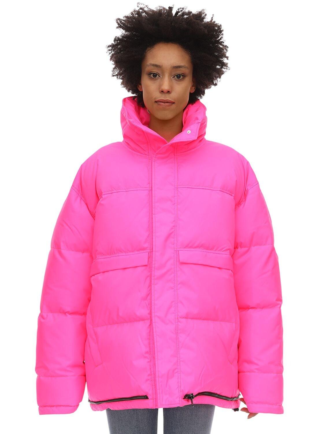cropped neon puffer jacket