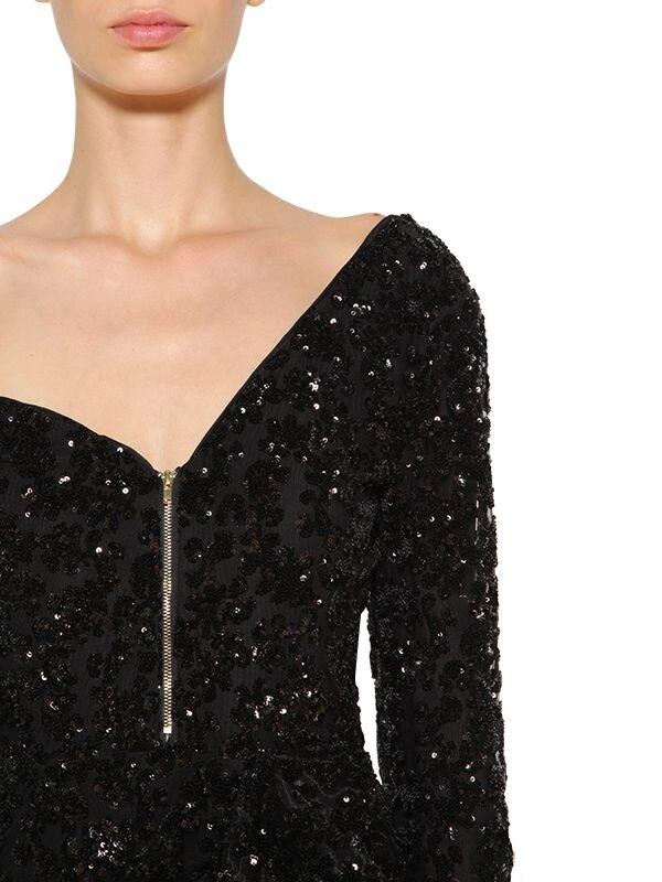 embellished ruffle front mini dress