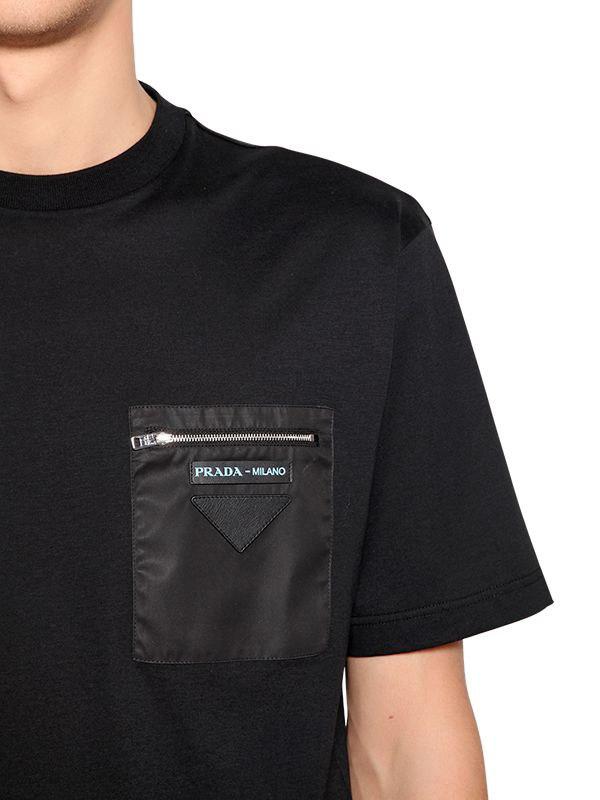 Prada Cotton Jersey T-shirt W/ Nylon 