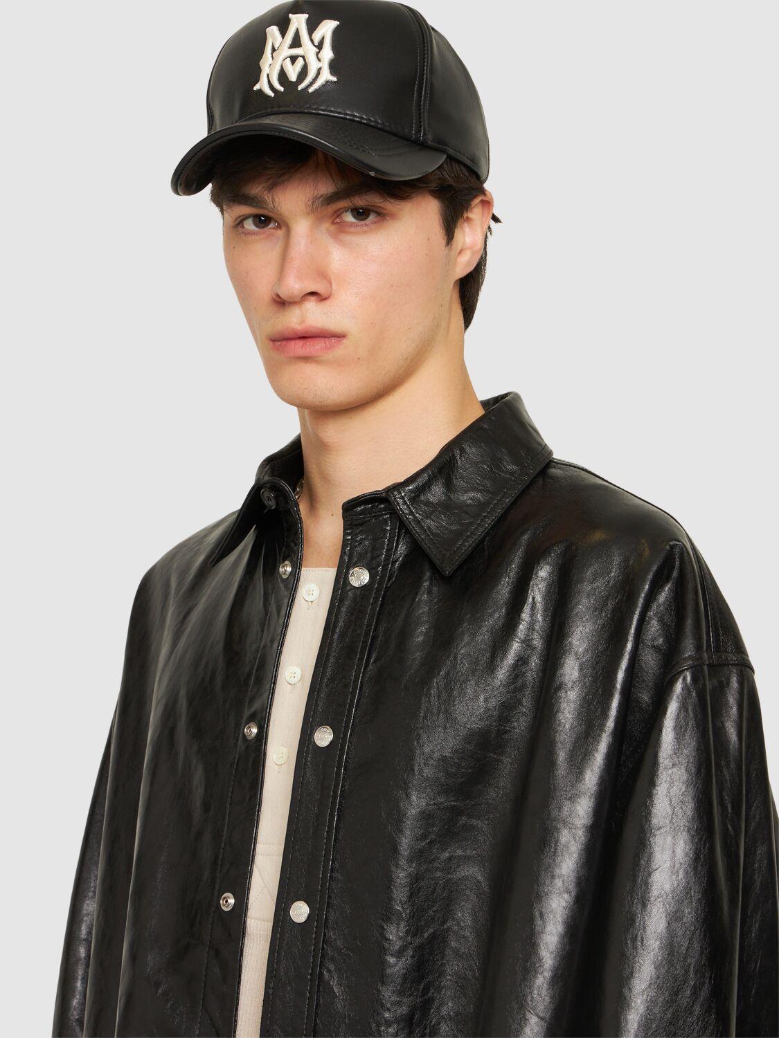 Amiri Ma Logo Leather Baseball Cap in Black for Men | Lyst Amiri Ma Logo Leather Baseball Cap in Black for Men | Lyst