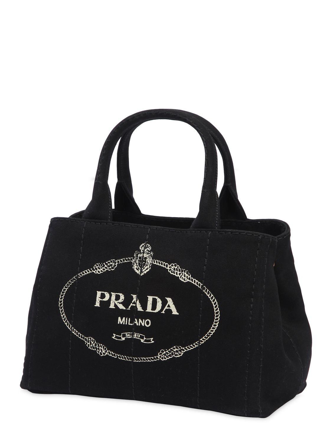 Prada Fabric Printed Tote in Black Lyst Canada