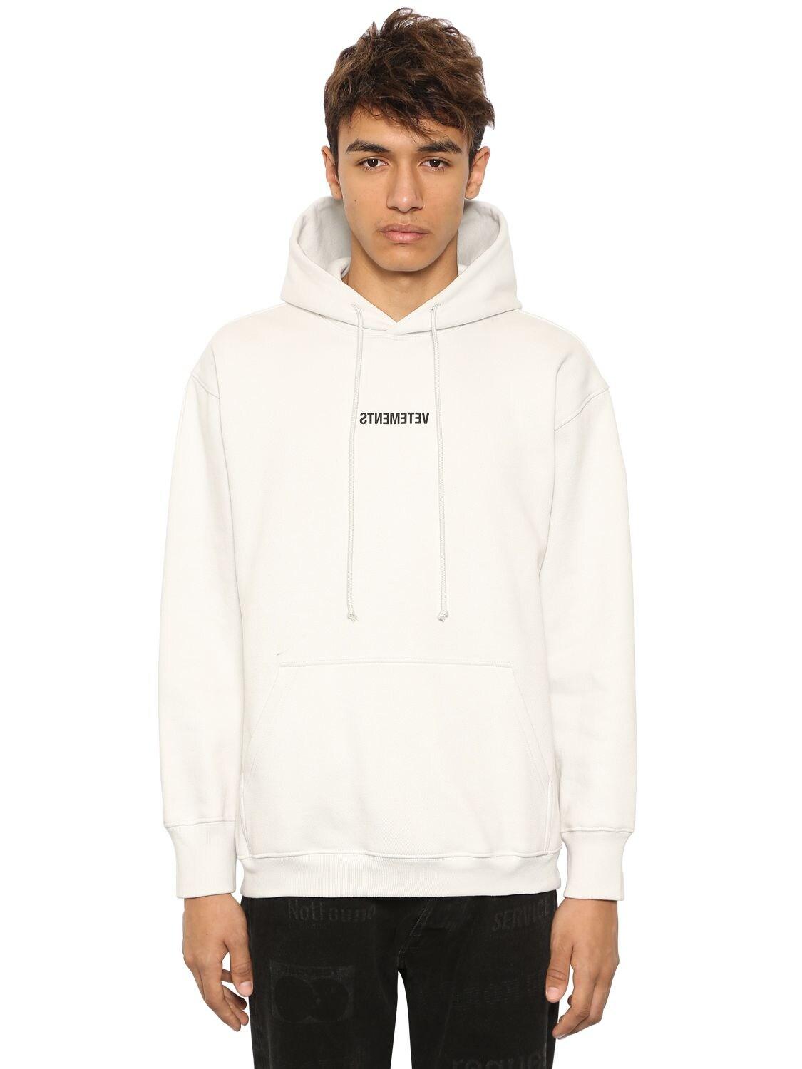 Vetements Oversize Reverse Logo Sweatshirt Hoodie in White for Men - Lyst